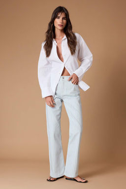 Cok Renkli DOKUMLU Cizgili Yuksek Bel Straight Duz Kesim Jeans TWOSS26JE00236 - Trendyolmilla фото 2