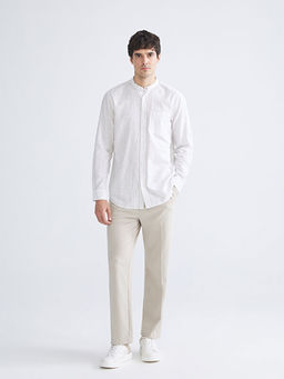 Regular Fit Hakim Yaka Erkek ?izgili Poplin G?mlek