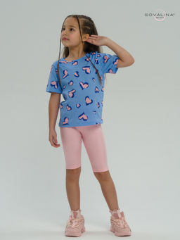 Костюм Актив розовые сердечки на голубом-розовый - Sovalina фото 6