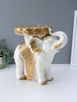 Фигура-подставка "Слон" белый, 35х40х25 см