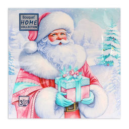 Цена за 2 шт. Салфетки новогодние бумажные Home Collection Дедушка Мороз, 3 слоя, 33?33 см, 20 шт.