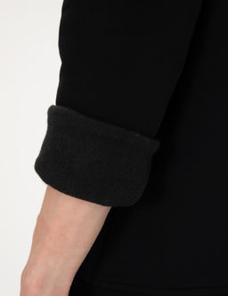 Siyah 2 _plik Regular Fit __i Polarl_ Kap__onlu Basic Sweatshirt