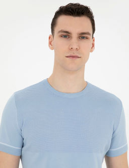 Mavi Slim Fit Bisiklet Yaka Triko Ti__rt