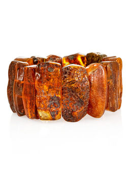 Красивый браслет из цельного янтаря с переливающейся текстурой Помпеи