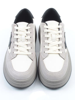 03-YE475-2 BEIGE/GREY Кроссовки женские (натуральная кожа)