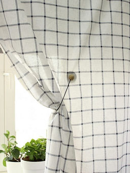 Рогожка Темная серо-синяя клетка (6.5*6.5см) на белом, ш.1.5м, хлопок-100%, 160гр/м.кв - Купава фото 2