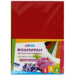Фоамиран ArtSpace А4 5л. 5цв., толщина 2мм (Фа4_37726) плюшевый