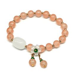 Браслет с подвеской "Цветок" цв.персиковый, 17см