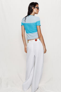 CHAQUETA PUNTO COLOR BLOCK / Azul - Zara фото 3