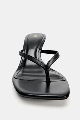 SANDALIA TIRAS TAC?N PIEL / Negro - Zara фото 4