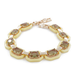 Браслет Октагон из желтой керамики с Султанитом покрытие под золото, длина 18см