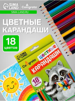 Карандаши Calligrata, 18 цветов, шестигранные
