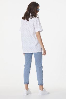 Рубашка хлопковая принт на белом