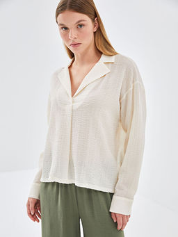 G?mlek Yaka Gofre Kad?n Bluz