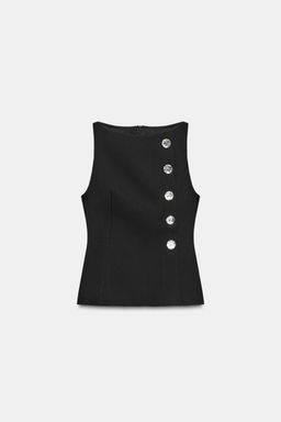 TOP WITH RHINESTONE BUTTONS - Zara фото 5
