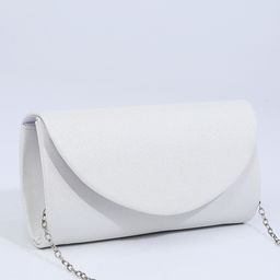 Сумка-клатч на магните, длинная цепь, цвет белый