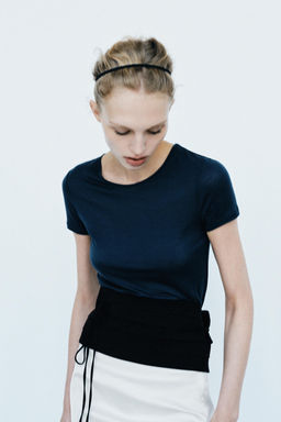 CAMISETA LISA MEZCLA LANA / Azul - Zara фото 2