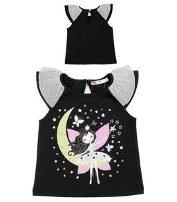 CRB wear/CAB 61940 Блуза для девочки, черный-светло-розовый/Ex.Cherubino  фото 2