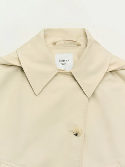 Хлопковый укороченный тренч оверсайз с капюшоном ZR2604102206-60 / Zarina  фото 15