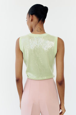 SLEEVELESS SEQUINNED KNIT TOP - Zara фото 4