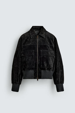 CAZADORA CROPPED FIT PIEL SERRAJE / Negro - Zara фото 7