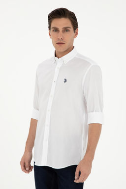 Мужская белая базовая рубашка с длинным рукавом - U.s. polo assn фото 3