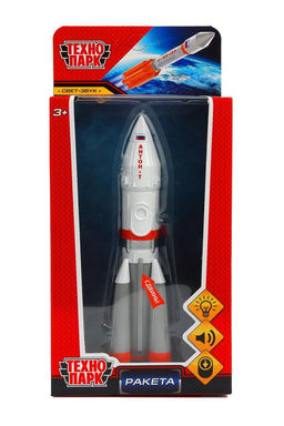 Технопарк. Ракета 18 см, металл, люк, свет-звук, бело-оранжевый арт.ROCKET-18SL-WHOG