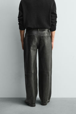 LEATHER STRAIGHT-LEG TROUSERS - Zara фото 3