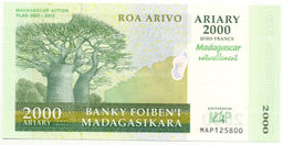 Банкнота 2000 ариари 2007 года Мадагскар  План развития 2007-2012