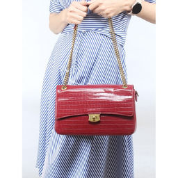 Сумка женская искусственная кожа DJ-7002-2-DARK BORDEAUX, 2отд, плечевой ремень (цепочка), бордо SALE 255999 - Adelia фото 5