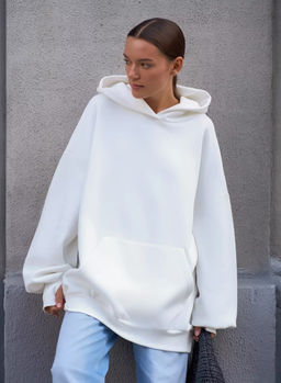 K12104 Толстовка с капюшоном (евро-мех) БЕЛЫЙ