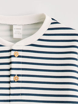 Bisiklet Yaka ?izgili Erkek ?ocuk Sweatshirt