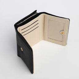 Кошелёк женский на кнопке, 10.5×3×8.5 см, однотонный, чёрный