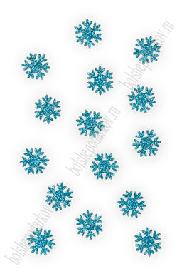 Лазерная вырубка из фетра с блесткой "Снежинка №1" 1,5 см (40 шт) голубой