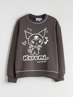 Bisiklet Yaka Kuromi Bask?l? K?z ?ocuk Sweatshirt
