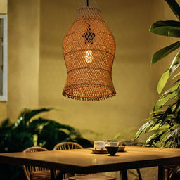 Светильник потолочный из ротанга «Грация», 1×120 Вт, Е27, 26×26×43 см