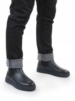 05-X30310A-7 DK. BLUE Ботинки демисезонные мужские (натуральная кожа, байка)