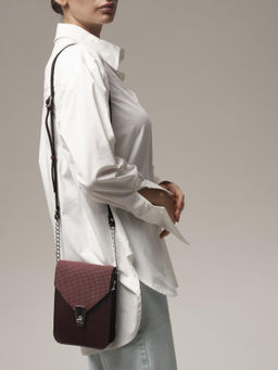 Сумка замшевая кросс-боди Deboro 31023 бордо/горох