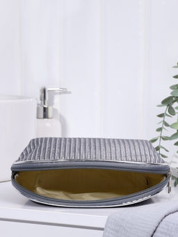 Косметичка на молнии женская, с подкладкой, вельветовая, серая