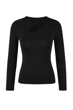 Siyah Fitted/Vucuda Oturan Uzun Kollu Pencere Detayl? Premium Yumusak Orme Bluz TWOSS26BZ00247 - Trendyolmilla фото 5