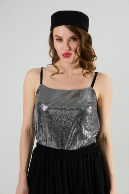 Топ NIKVA н418-4 чёрный+серебро