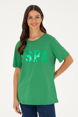 Женская зеленая базовая футболка