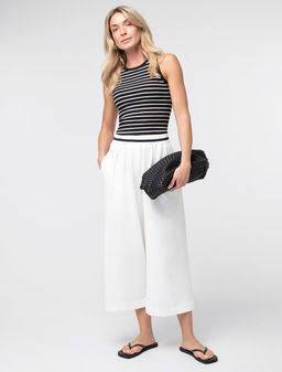 Брюки Vilatte D44.141 из хлопка с эластаном белый  фото 5
