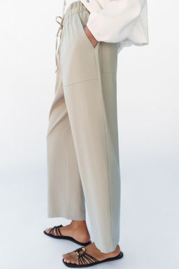 PANTAL?N TAPERED CINTURA EL?STICA / Camel claro - Zara фото 5