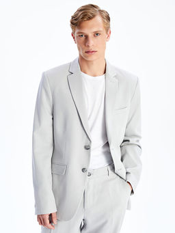 Standart Kal?p Keten Kar???ml? Erkek Blazer Ceket