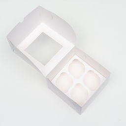 Коробка для 4 капкейка с окном, белая, 16×16×10 см