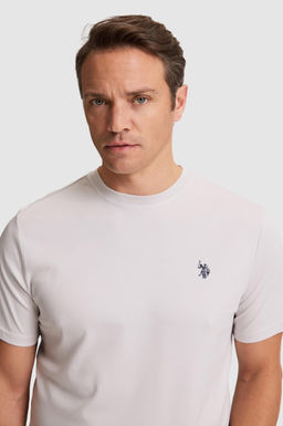 Erkek A__k Gri Regular Fit Bisiklet Yaka Basic Ti__rt