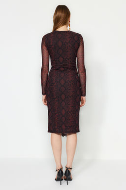 Cok Renkli Hayvan Desenli Anvelop Orme Astarl? Tul S?k Abiye Elbise TPRAW24EL00102 - Trendyolmilla фото 6