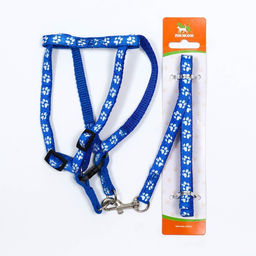 Комплект прошитый Лапки, ширина 1 см, поводок 120 х 1 см, ОГ 23-35 см, синий - Пижон фото 7