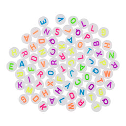 Бусина Hobbius пластик ABFD 4 х 7 мм 10 х 100 шт №01 цветные/белые английский алфавит